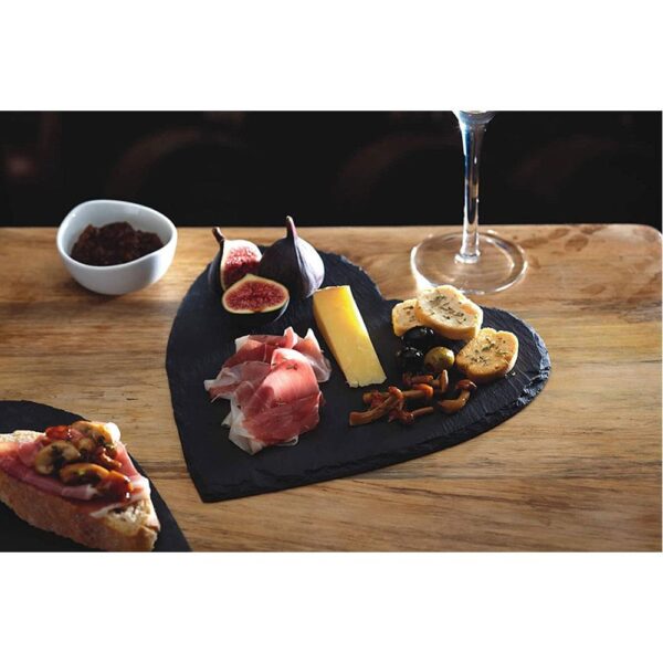 KitchenCraft Artesa Appetiser Slate Heart Shaped Serving Platter 25cm - Slate Grey - Image 2