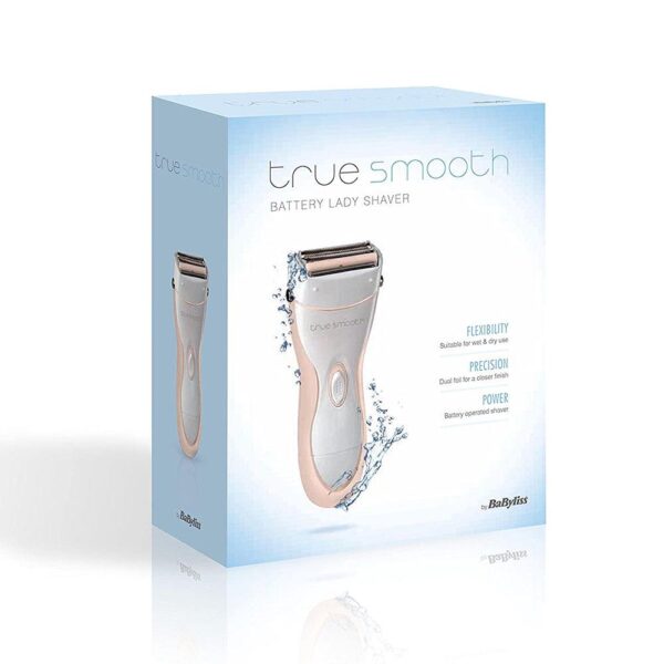 BaByliss True Smooth Wet And Dry Battery Lady Shaver Women Trimmer Hair Removal - White/Beige - Image 4