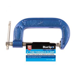 BlueSpot Fine Thread G-Clamp 100mm/4 Inch Cast Iron – Blue