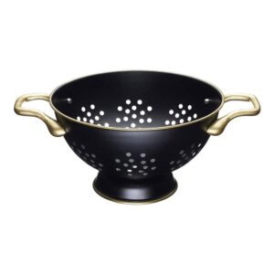 KitchenCraft MasterClass Kitchen Strainer Colander Stainless Steel 24cm – Matte Black/Brass Effect