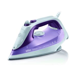 Braun TexStyle 7 Pro Steam Iron With Anti Scratch Eloxal Soleplate 2600W 300ml Water Tank – White/Purple