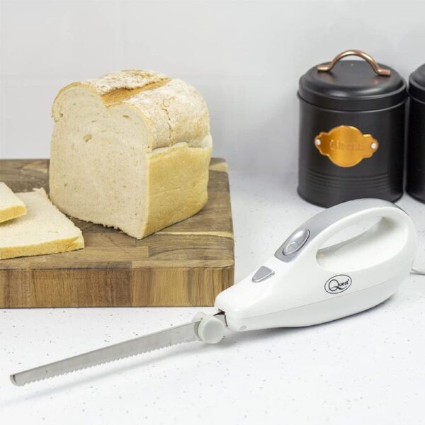 Quest Electric Serrated Carving Knife Stainless Steel Blade 120W - White - Image 3