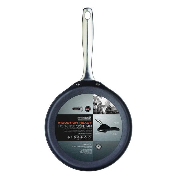 KitchenCraft MasterClass Induction Ready Crepe Pan 24cm Non-Stick Carbon Steel - Black - Image 2