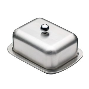 KitchenCraft MasterClass Deep Double Walled Insulated Covered Butter Dish – Silver