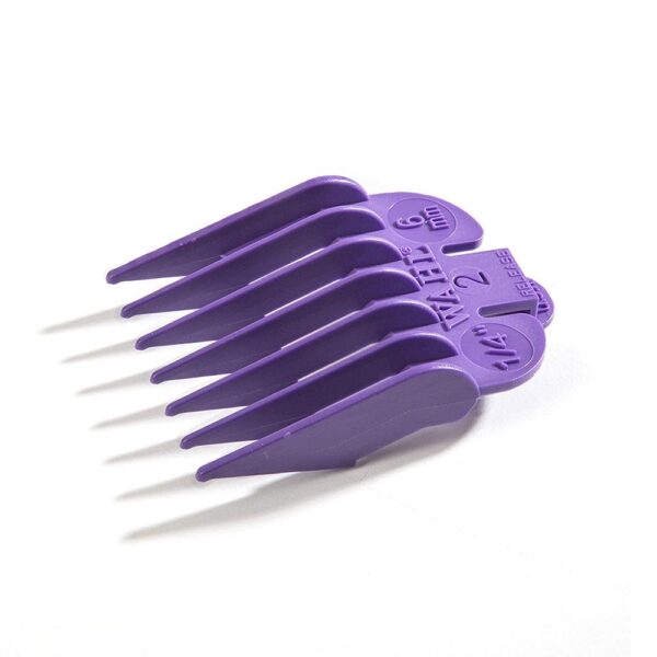 Wahl Clipper Attachment Comb Colour Coded Plastic No.2 6mm (1/4 Inch) - Purple - Image 2