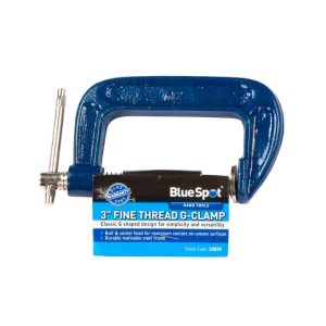 BlueSpot Fine Thread G-Clamp 75mm 3 Inch  Cast Iron – Blue
