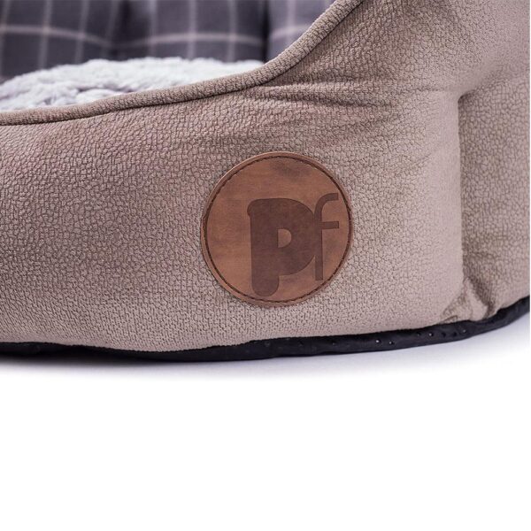 Petface Check And Bamboo Oval Dog Bed Medium - Grey - Image 2