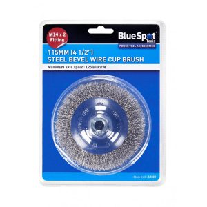 BlueSpot 115mm (4 1/2 Inch) M14 x 2 Steel Bevel Wire Cup Brush