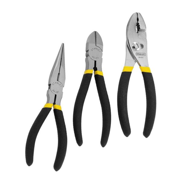 Stanley Pliers Set Slip Joint Plier Long Nose Plier And Diagonal Cutting Plier Carbon Steel - 3 Piece - Image 3