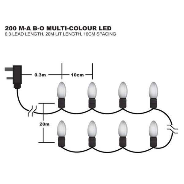 Premier Decoration Christmas LED Lights Multi Action Battery Operated With Timer 200 - Multicolour - Image 5