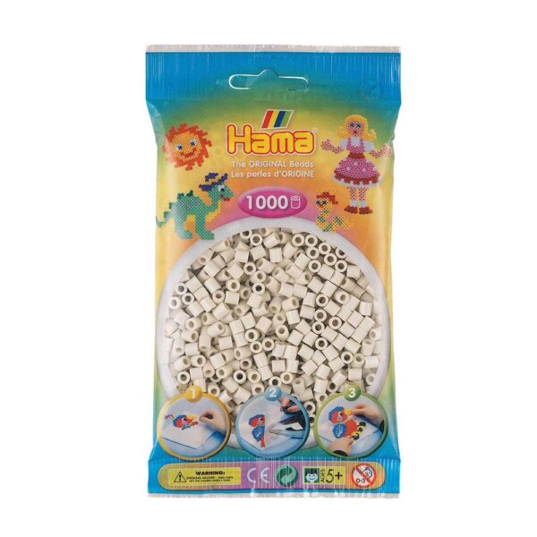 Hama 1000 Midi Beads In Bag Cylindrical Plastic - Cloudy White