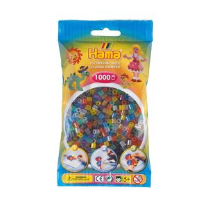 Hama 1000 Midi Beads In Bag Cylindrical Plastic – Translucent Mix