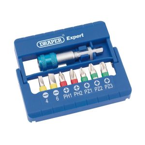 Draper Expert Colored Screwdriver Bit Set With Magnetic Holder – 8 Piece
