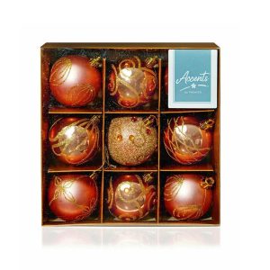 Premier Shatterproof Christmas Tree Baubles 60mm Set of 9 – Rose Gold