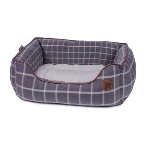 Petface Window Pane Check Square Dog Bed Medium – Grey