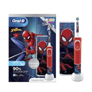 Oral-B Marvel Spiderman Kids Electric Toothbrush For Ages 3+ 2 Modes Exclusive Travel Case – Red