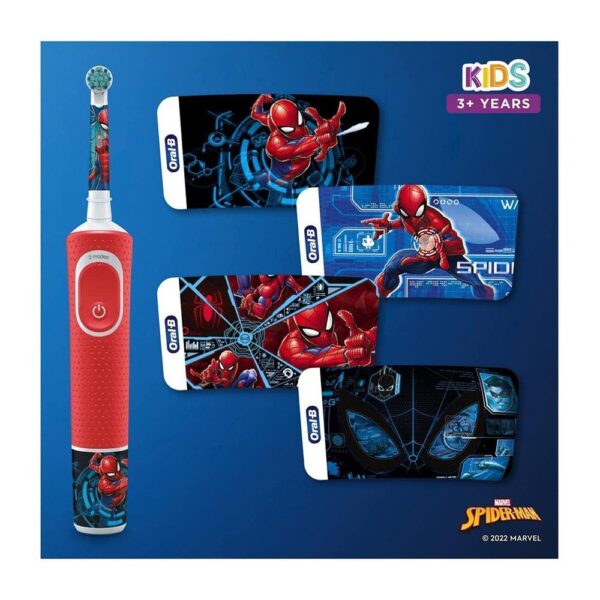 Oral-B Marvel Spiderman Kids Electric Toothbrush For Ages 3+ 2 Modes Exclusive Travel Case - Red - Image 8
