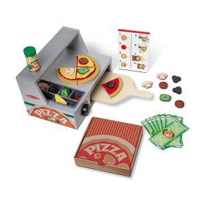 Melissa & Doug Top And Bake Pizza Counter Wooden Play Food Sets – Multicolor