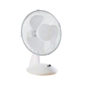 Daewoo 9 Inch Portable Table Desk Fan With 2 Speed Settings – White