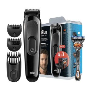 Braun 4-In-1 Styling Kit Hair And Beard Trimmer With Gillette Razor – Black