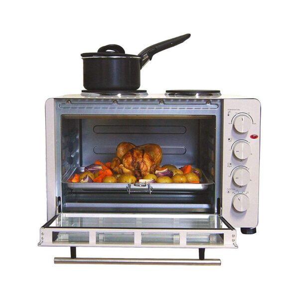 Igenix Electric Mini Oven With Double Hotplate Hob And Baking Tray 1500W 45 Litre - White - Image 4