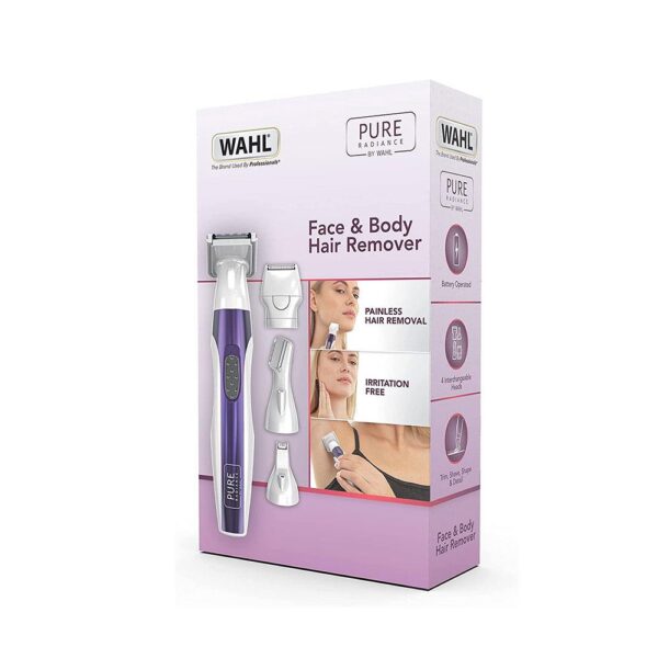 Wahl Pure Radiance Womens Face And Body Hair Remover 4 In 1 Facial Hair Bikini Underarms Legs Trimmer - Purple - Image 7