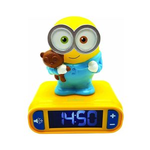 Lexibook Despicable Me Minions Childrens Clock With Night Light – Yellow/Blue