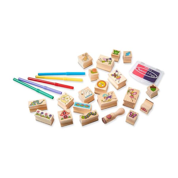 Melissa & Doug Stamp-A-Scene Fairy Garden Wooden Stamp Toys Set - Multicolour - Image 3