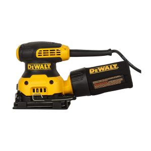 Dewalt 1/4 Sheet Palm Sander 230W 240V With Paper Punch Dust Bag And Built-In Extractor Connection – Yellow/Black