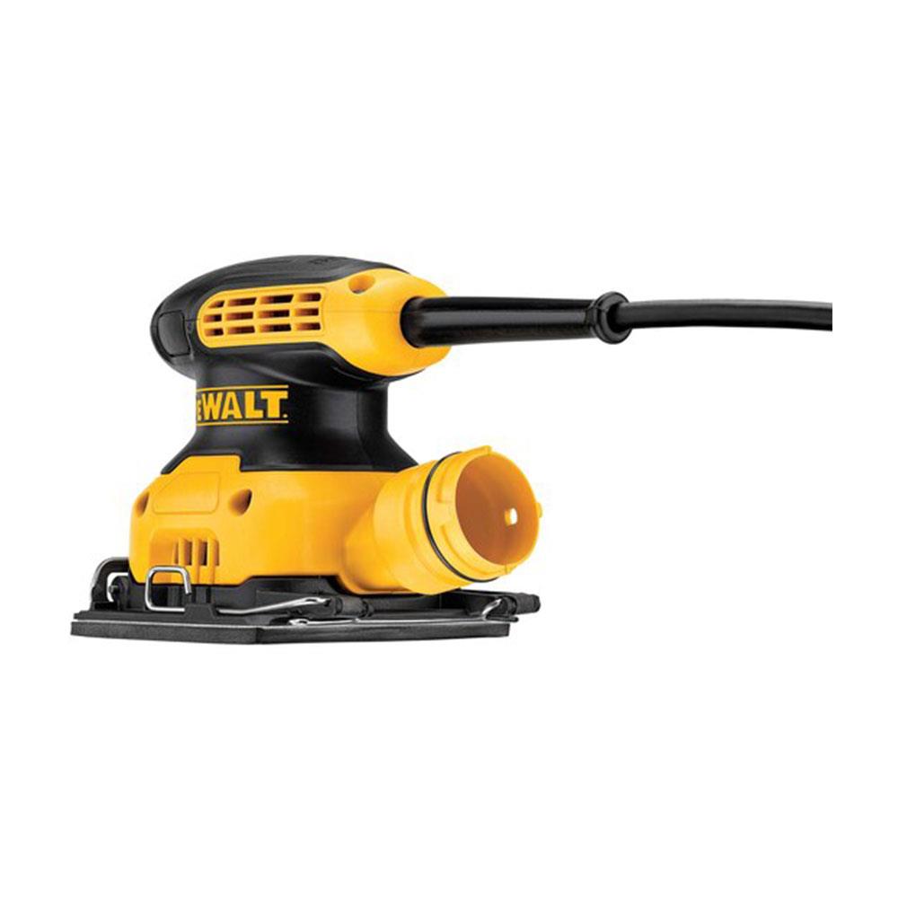 Dewalt 1 4 Sheet Palm Sander 230W 240V With Paper Punch Dust Bag And Built In Extractor Connection Yellow Black