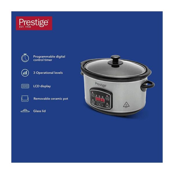 Prestige Smart Cook Digital Slow Cooker Stainless Steel 300W 5.6 Litre