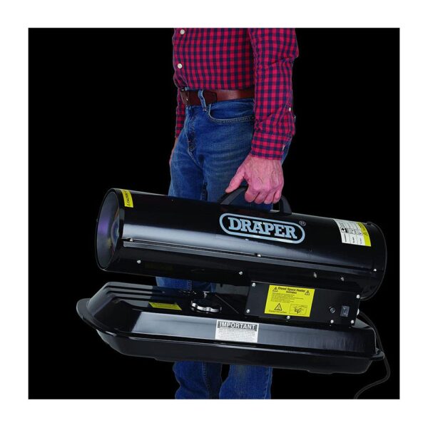 Draper Diesel And Kerosene Space Heater 230V 51200 BTU/15KW 1.9 Litre Tank 200W - Black - Image 5