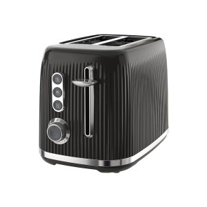 Breville Bold 2 Slice Toaster With High-Lift And Wide Slots Glossy Ridged Textured 900W – Black And Silver Chrome
