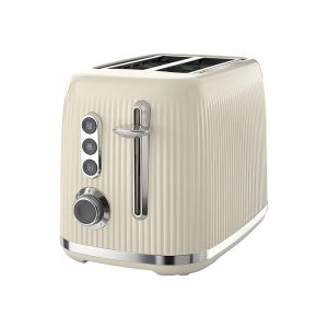 Breville Bold 2 Slice Toaster With High-Lift And Wide Slots Glossy Ridged Textured 900W – Cream And Silver Chrome