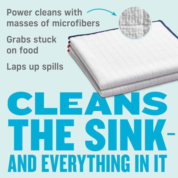 E-Cloth Essentials Wash And Wipe Kitchen Dish Cloths 32cm x 32cm 2 Pack - Red/Blue/White - Image 7