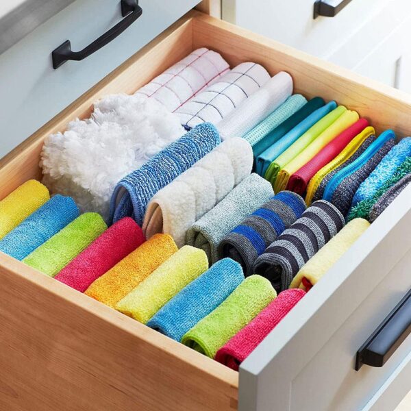 E-Cloth Essentials Wash And Wipe Kitchen Dish Cloths 32cm x 32cm 2 Pack - Red/Blue/White - Image 10