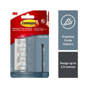 3M Command Round Cord Clips Small 4 Clips And 5 Small Strips – Clear/Transparent