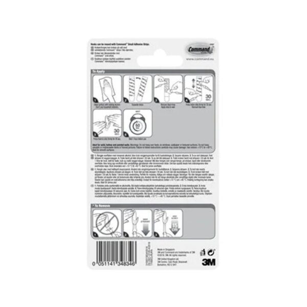 3M Command Hooks With Strips Small 2 Hooks And 4 Small Strips 450g Holding Power - Clear/Transparent - Image 4