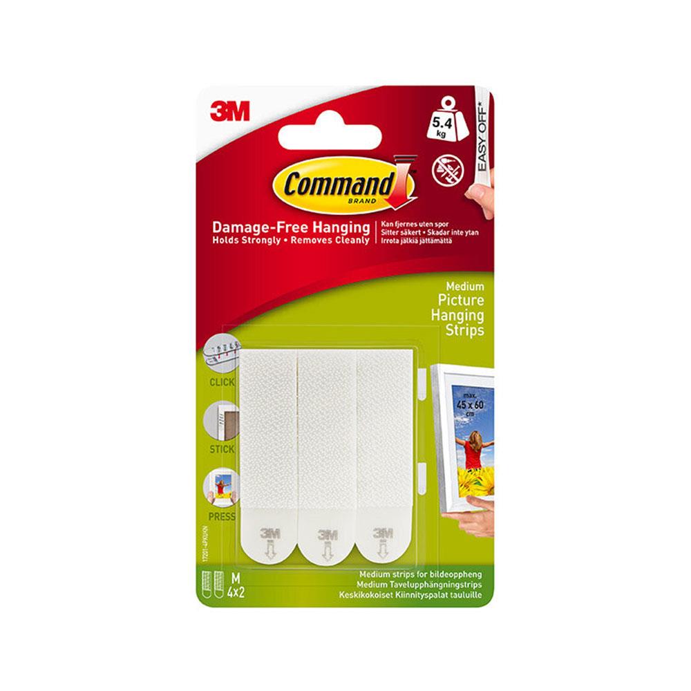 3M Command Picture Hanging Strips Medium 4 Sets of Medium Strips 5.4Kg