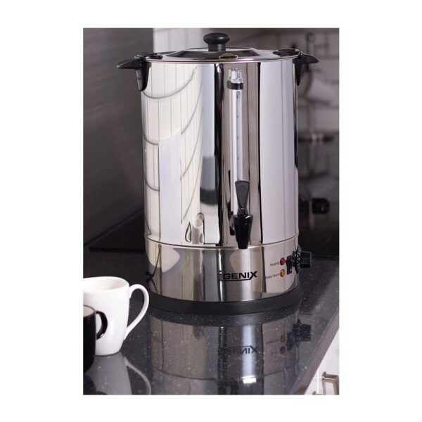 Igenix Catering Tea Urn Hot Water Boiler Stainless Steel 1650W 15 Liter - Silver - Image 3