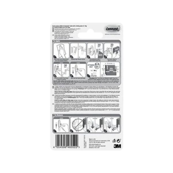 3M Command Adhesive Strips Medium 10 Medium Strips 3.4kg Holding Power - White - Image 2