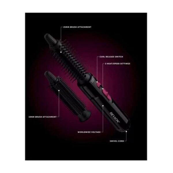 Revelon Tangle Free Hot Air Styler 200W With 2 Brush Attachments 19mm And 25mm - Black - Image 3