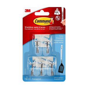 3M Command Wire Hooks With Clear Strips Small 5 Hooks And 6 Small Strips 225g Holding Power – Clear/Transparent