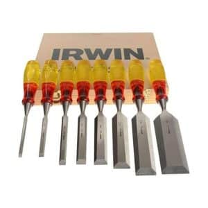 Irwin M373 Bevel Edge Wood Chisel Splitproof Handle – Set of 8 (6 10 12 19 25 32 38 And 50mm)