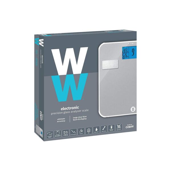 Weight Watchers Electronic Precision Analyser Digital Bathroom Scales Glass - Silver - Image 5