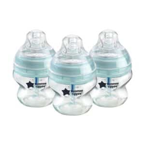 Tommee Tippee Closer To Nature Advanced Anti-Colic Baby Feeding Bottles 150ml 3 Pack – Clear/Green