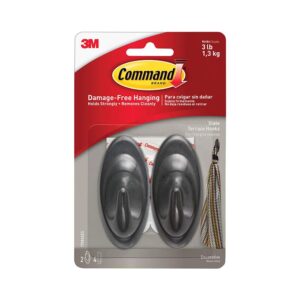 3M Command Terrace Hooks Medium 2 Hooks And 4 Medium Strips 1.3kg Holding Power – Slate