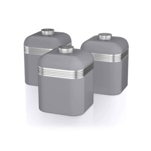Swan Retro Kitchen Storage Canisters Tea Coffee And Sugar Set of 3 – Grey