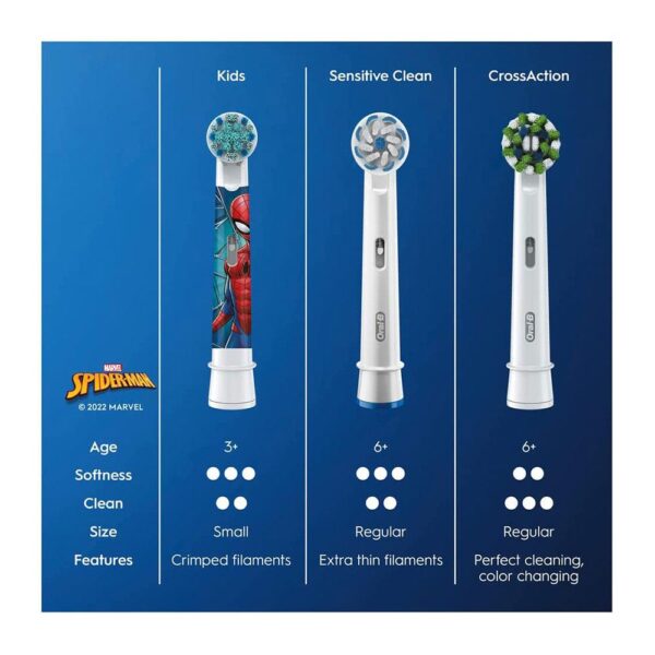 Oral-B Marvel Spider Man Kids Electric Toothbrush Replacement Brush Heads 3+ Years - 4 Pack - Image 7