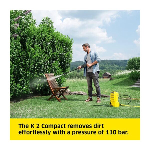 Karcher K2 Compact Pressure Washer 110 Pressure Bar 240V - Yellow/Black - Image 2
